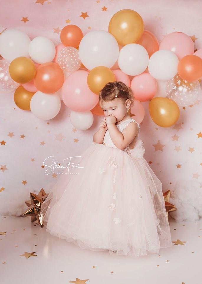 Kate子供の写真撮影のためのゴールデンスターピンクの誕生日の背景JFCCデザイン