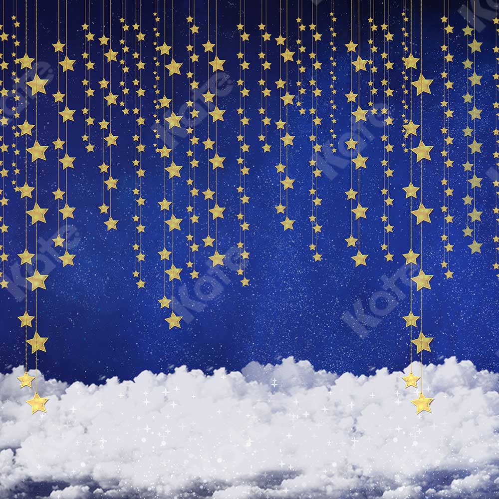 Kate輝く星と雲と夜空写真撮影のための子供の背景JFCCデザイン