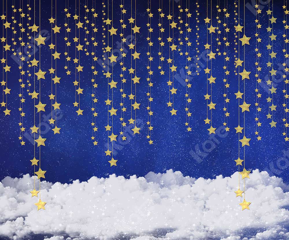 Kate輝く星と雲と夜空写真撮影のための子供の背景JFCCデザイン