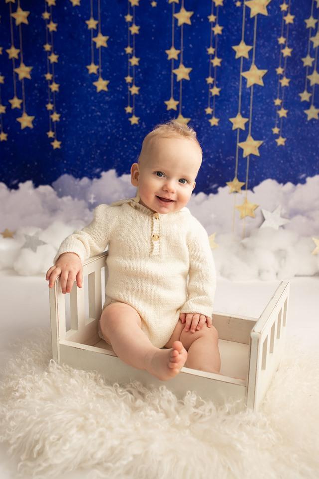 Kate輝く星と雲と夜空写真撮影のための子供の背景JFCCデザイン