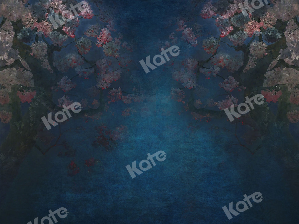 Kate レトロなピンクの花ダークブルーの背景