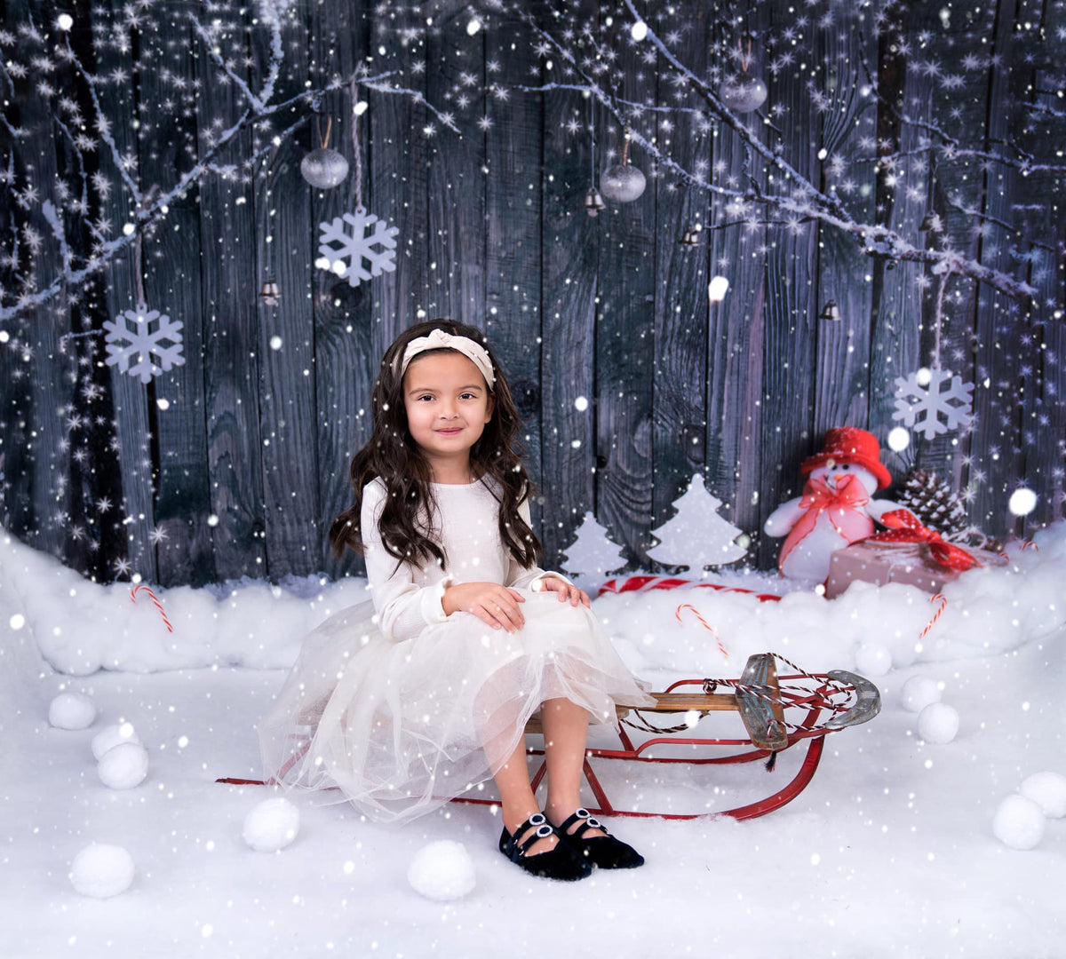 Kate 冬の雪だるまクリスマスウッドの背景