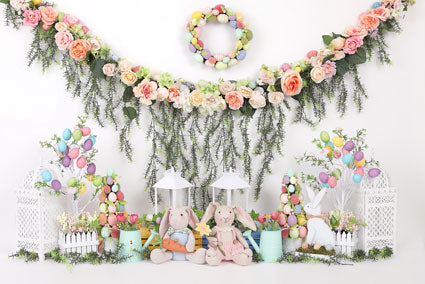 Kate ウサギと花のイースター背景布