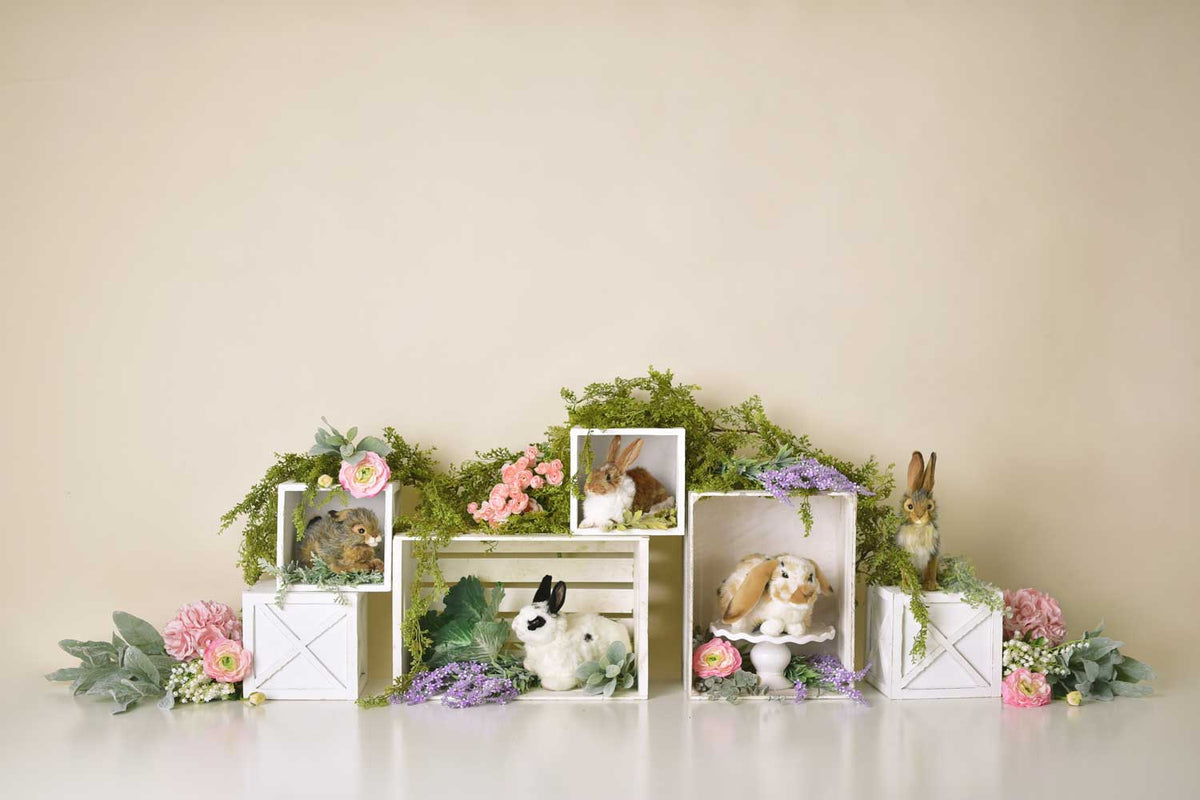 Kate 写真撮影のための春のウサギの花子供イースターの背景