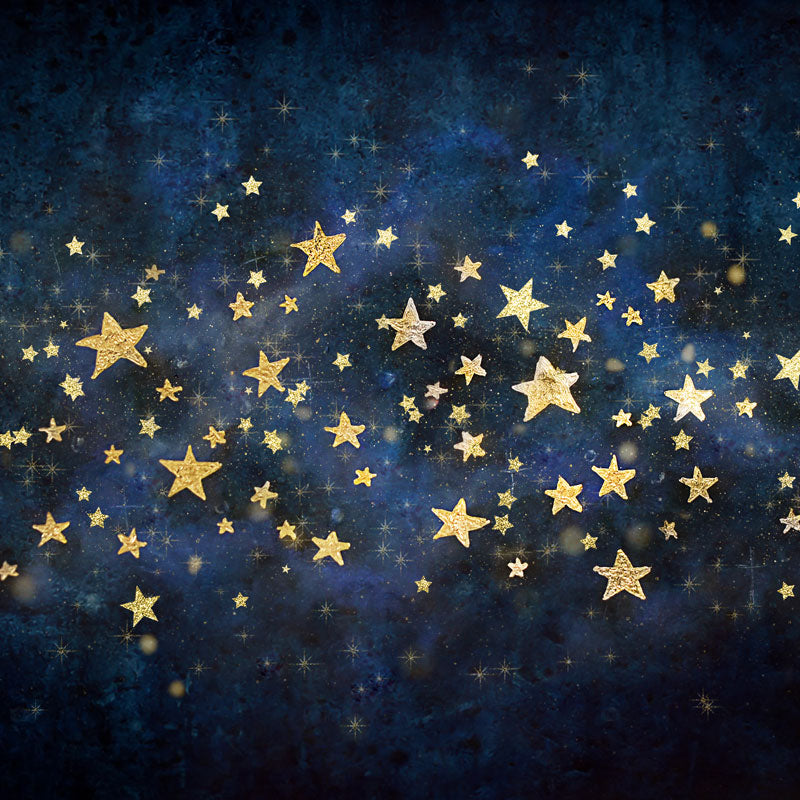 Kate 写真のための金の星の子供の背景を持つ夜空
