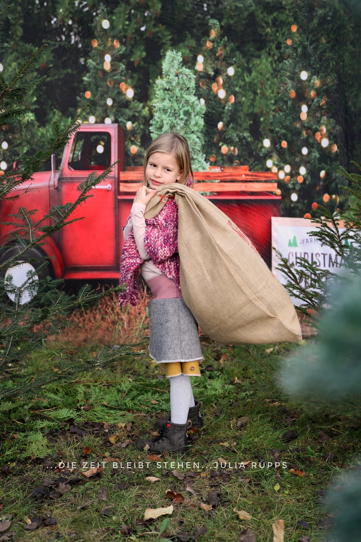 Kate 赤い車のクリスマスツリーファームの背景 によって設計された Pine Park Collection