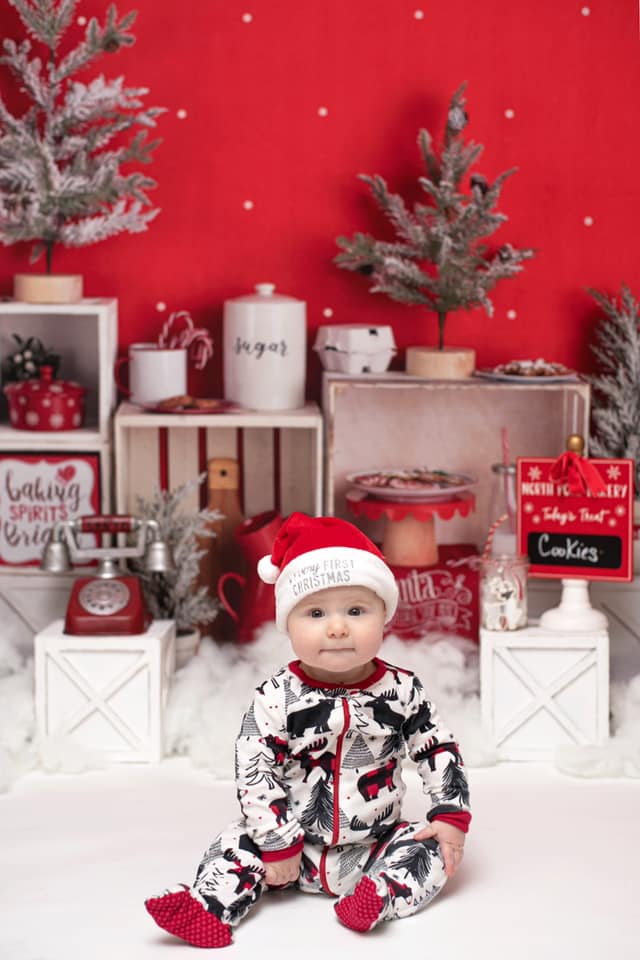 Kate Mandy Ringe Photography によって設計されたクリスマスのベーキングパーティーの背景