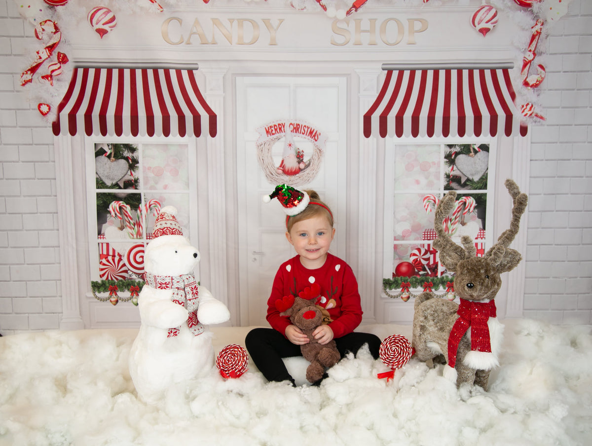 Kate 写真撮影のためのクリスマス菓子店の背景