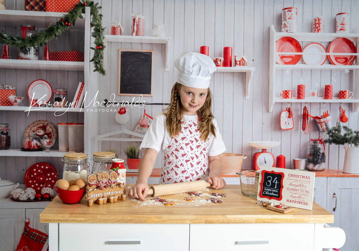 kate クリスマス白い壁のキッチンの背景布 写真撮影用