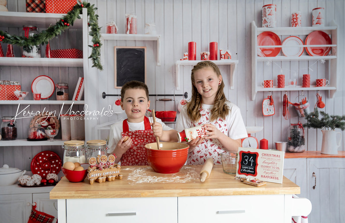 kate クリスマス白い壁のキッチンの背景布 写真撮影用