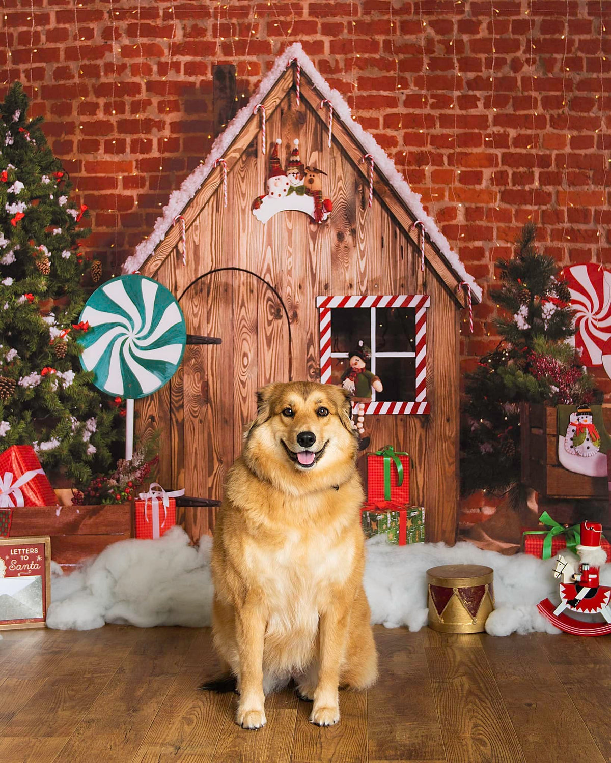Kate 木製キャビンキャンディクリスマス背景