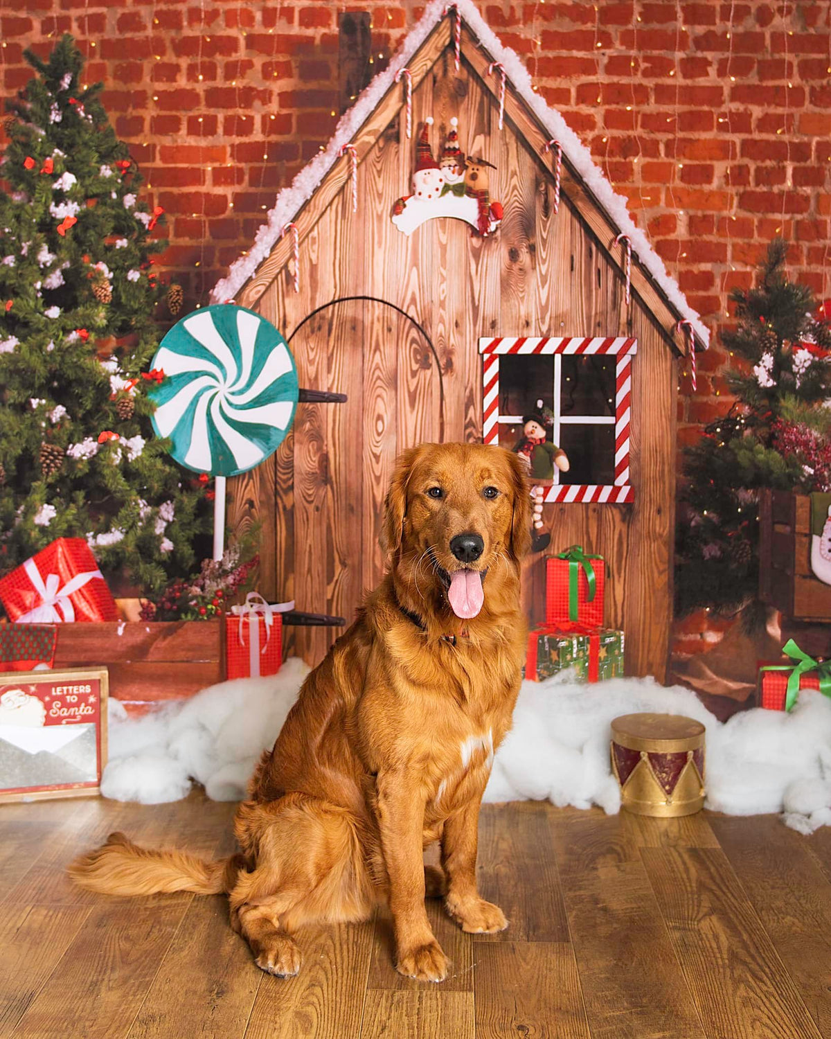 Kate 木製キャビンキャンディクリスマス背景