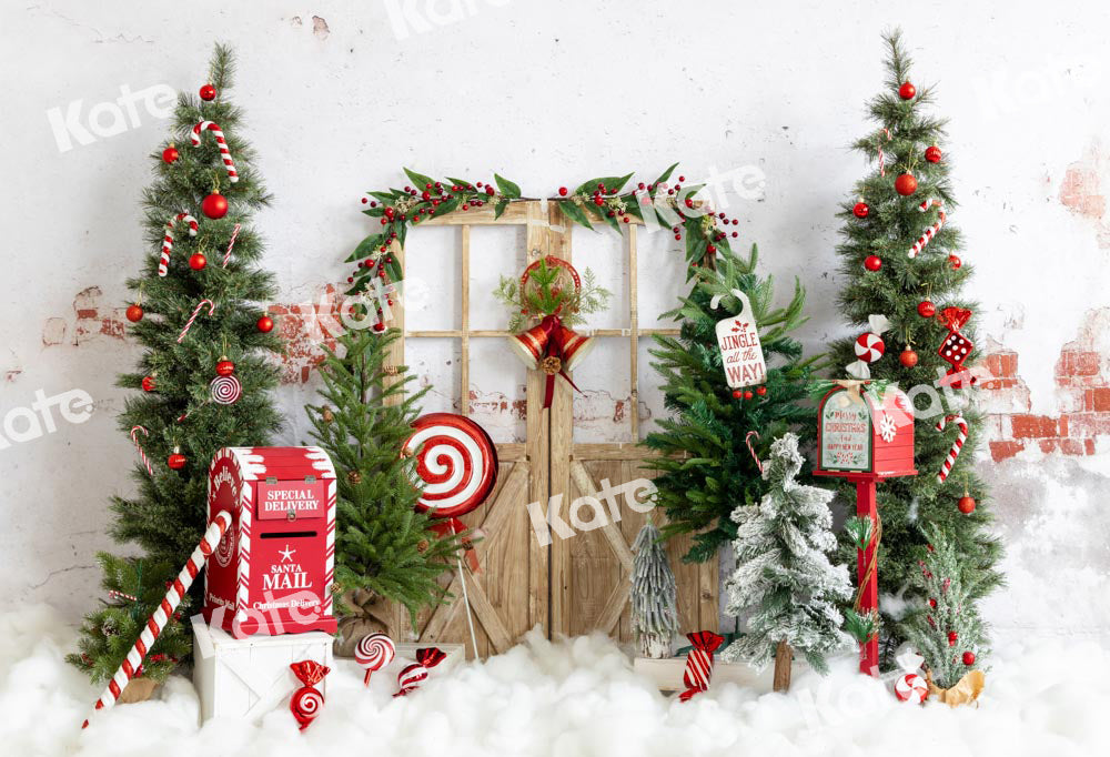 Kateクリスマスツリーメールボックス雪キャンディーの背景Emetselchデザイン
