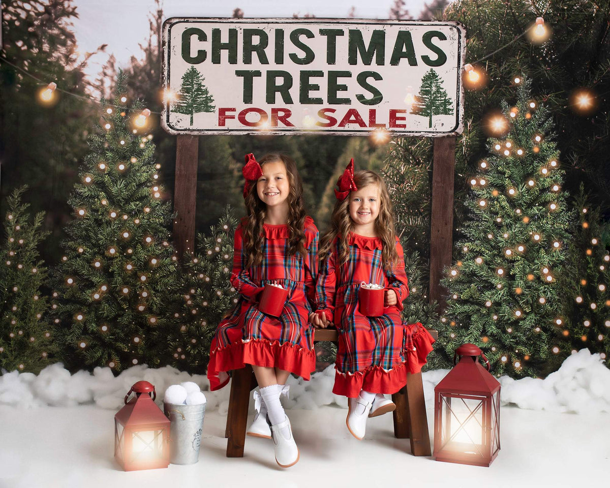Kate 写真撮影のためのクリスマスの農場の木の背景