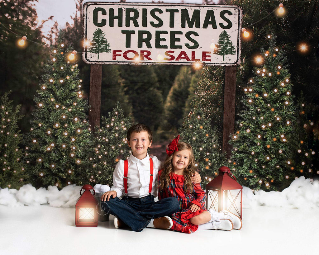 Kate 写真撮影のためのクリスマスの農場の木の背景