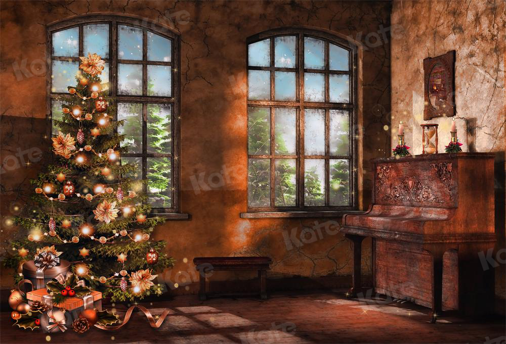 Kate レトロなリビングルームのクリスマスツリーの背景色