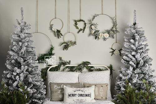 Kate クリスマス/冬のベッドの背景設計されたMandy Ringe Photography