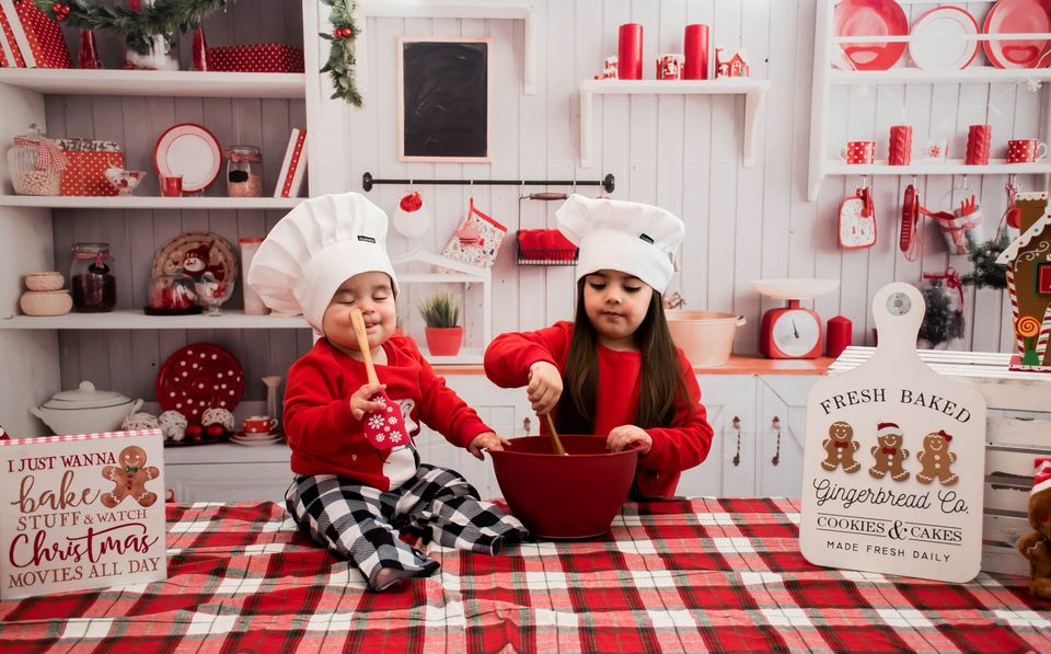 kate クリスマス白い壁のキッチンの背景布 写真撮影用