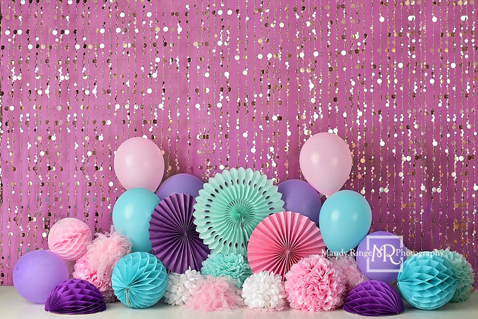 Kateピンクパープルとティールの誕生日の背景Mandy Ringe設計