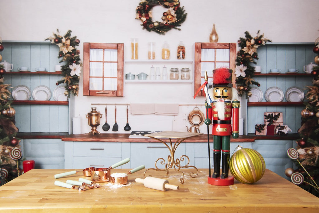 写真撮影のためのkateクリスマスクローゼットの背景青