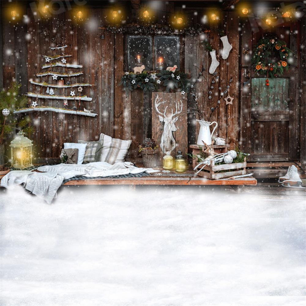 kateクリスマスの家の背景写真撮影のための冬の雪