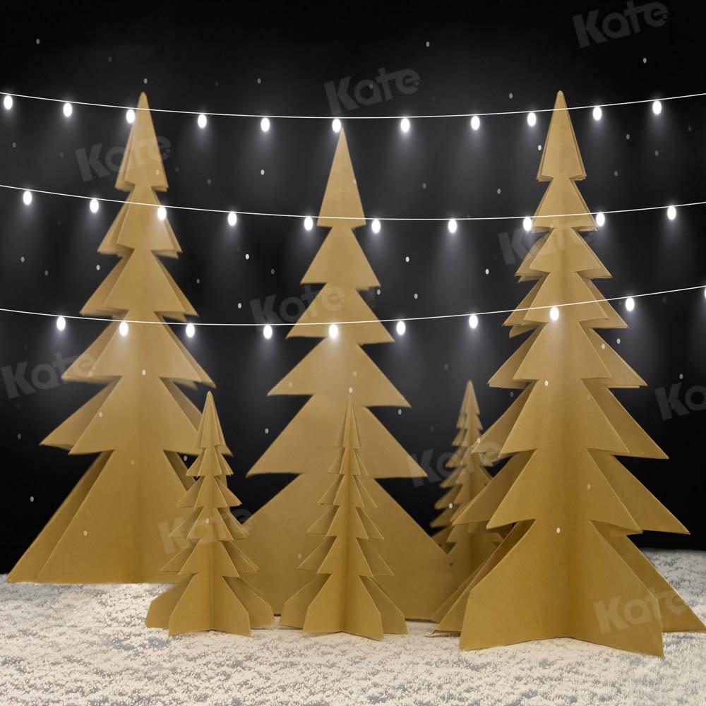 kateクリスマスツリーの背景冬の光雪の夜