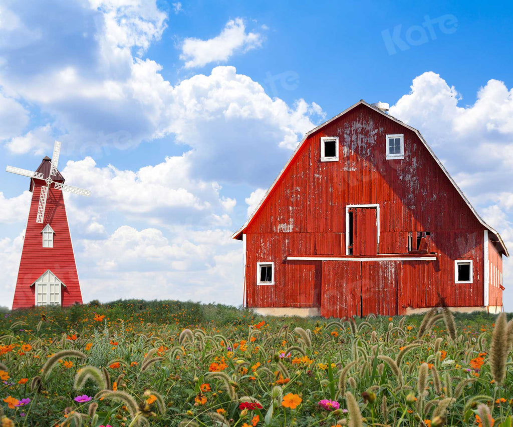 写真撮影のためのkate秋の草の背景赤い家
