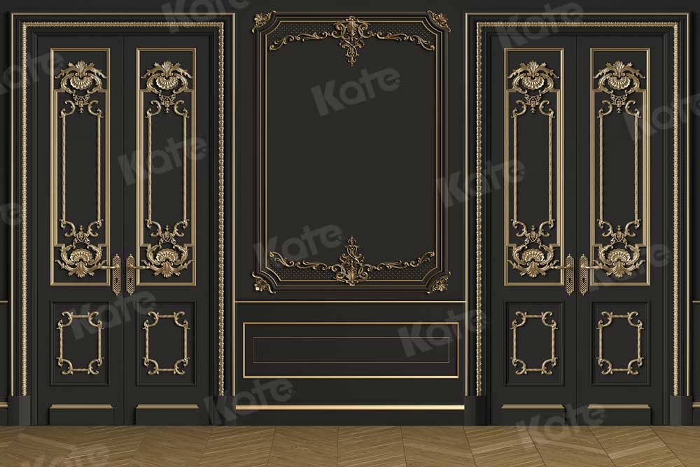 写真撮影のためのkateレトロな壁の背景ゴールドとブラック